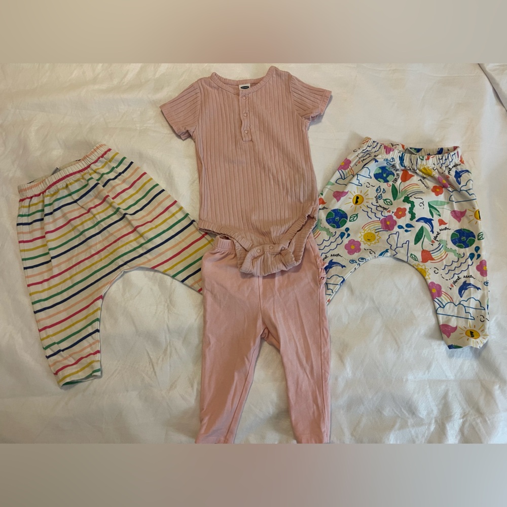 Old Navy Light Pink Onesie & Multicolor Pants